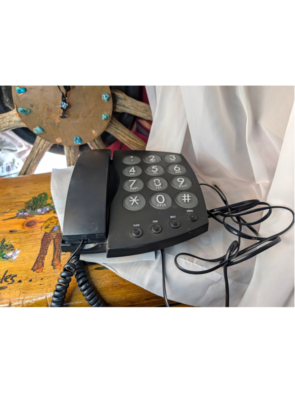Vintage RadioShack ET-210 Big Button Fashion Phone 43-872 Black w/ Manual